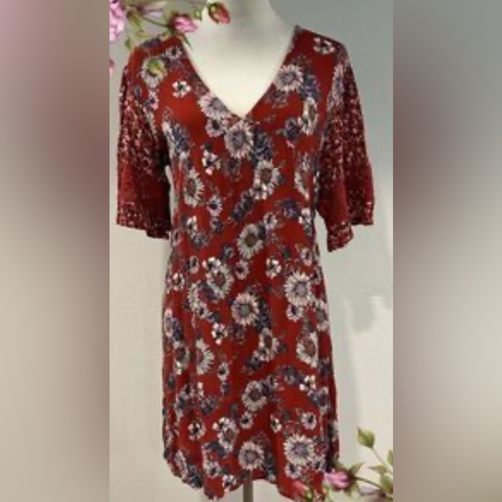 Maurices Red Floral Mini Dress, womens Medium